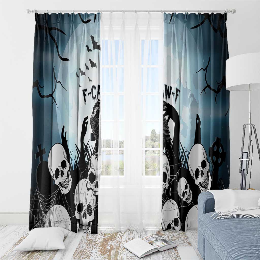 Funny Halloween F’Caw Raven Window Curtain Black Bird Crow With Skulls - Wonder Print Shop