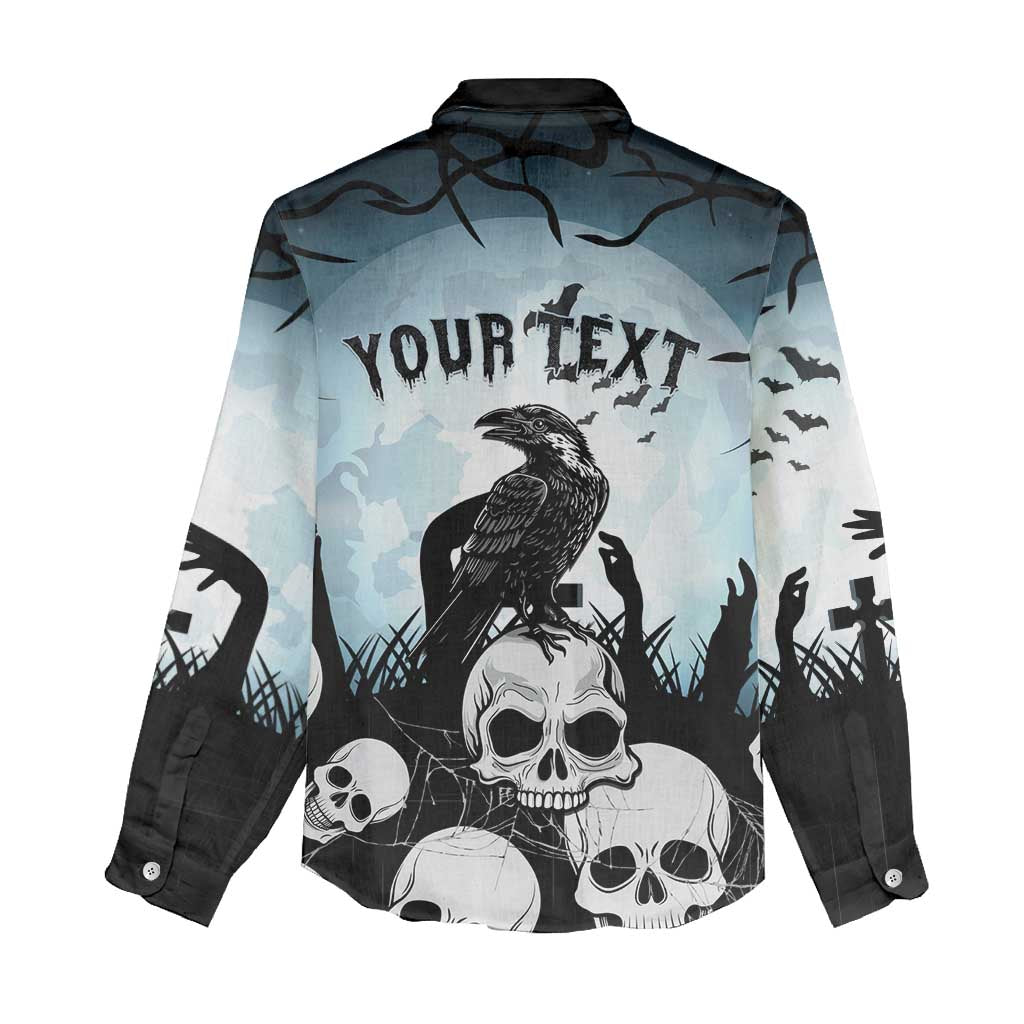 Personalized Funny Halloween F’Caw Raven Women Casual Shirt Black Bird Crow With Skulls - Wonder Print Shop