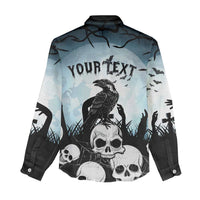 Personalized Funny Halloween F’Caw Raven Women Casual Shirt Black Bird Crow With Skulls - Wonder Print Shop