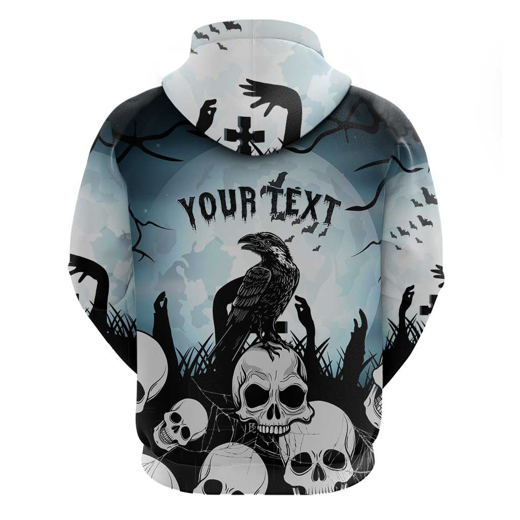 Personalized Funny Halloween F’Caw Raven Zip Hoodie Black Bird Crow With Skulls - Wonder Print Shop