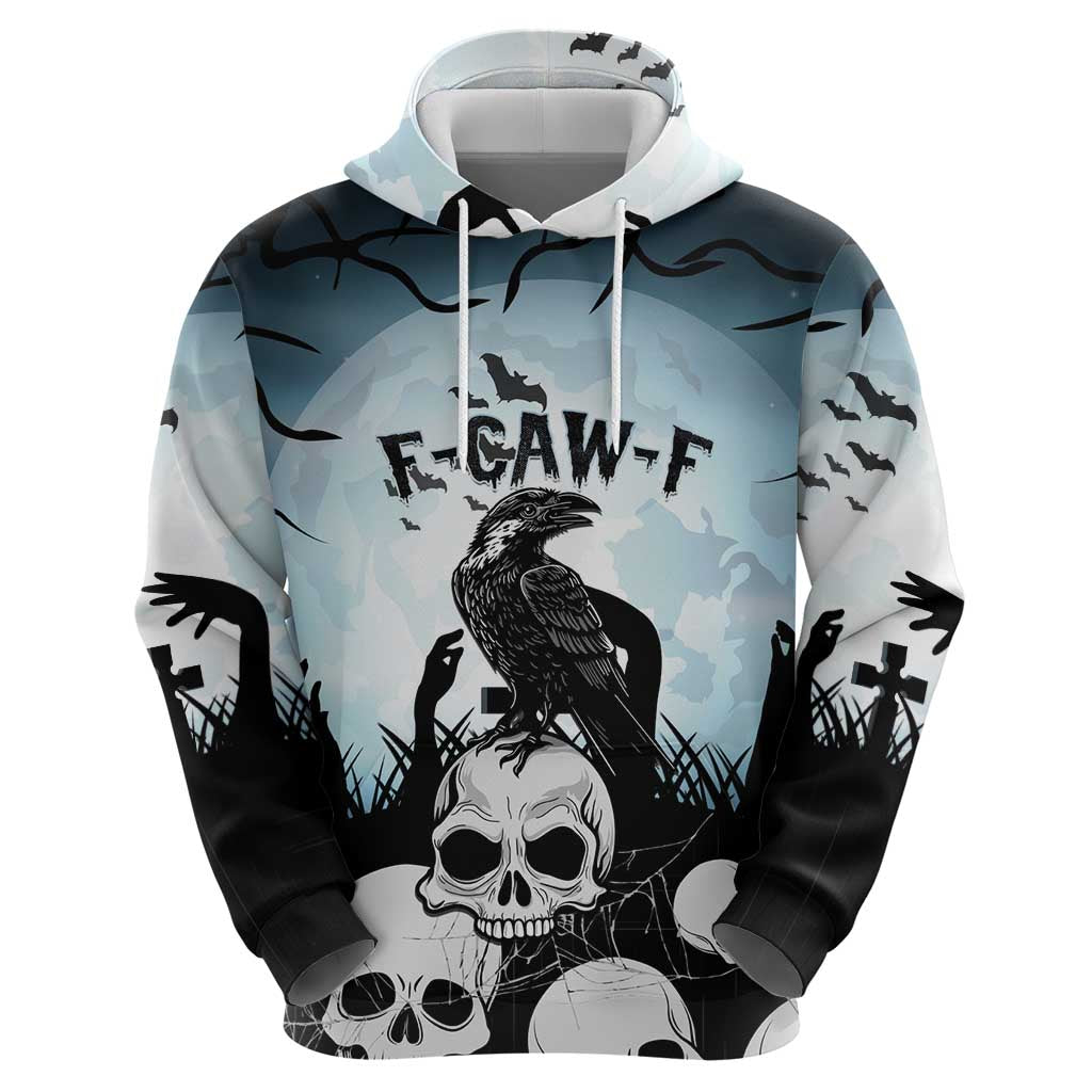 Personalized Funny Halloween F’Caw Raven Zip Hoodie Black Bird Crow With Skulls - Wonder Print Shop