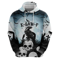 Personalized Funny Halloween F’Caw Raven Zip Hoodie Black Bird Crow With Skulls - Wonder Print Shop