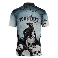 Personalized Funny Halloween F’Caw Raven Zipper Polo Shirt Black Bird Crow With Skulls - Wonder Print Shop