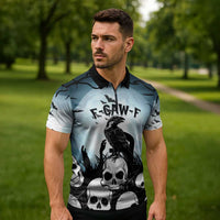 Personalized Funny Halloween F’Caw Raven Zipper Polo Shirt Black Bird Crow With Skulls - Wonder Print Shop