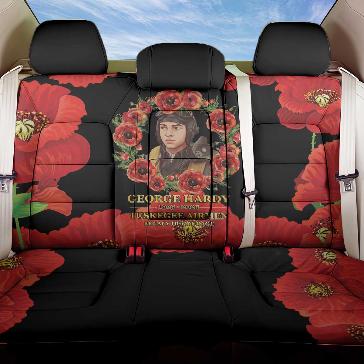 George Hardy Tuskegee Memorial Back Car Seat Cover Red Tail Pilots Legacy of Courage - Wonder Print Shop
