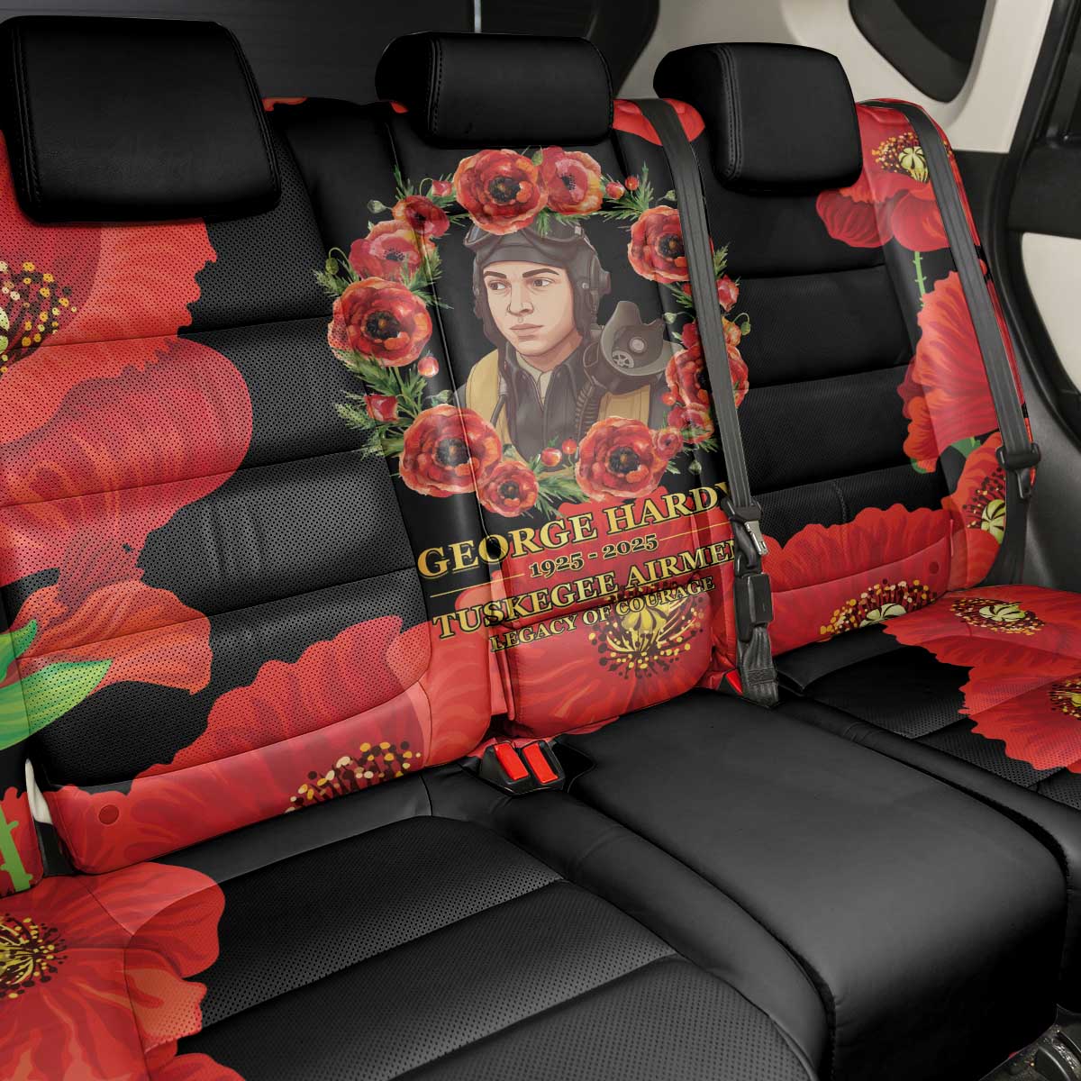 George Hardy Tuskegee Memorial Back Car Seat Cover Red Tail Pilots Legacy of Courage - Wonder Print Shop