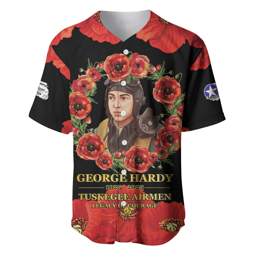 George Hardy Tuskegee Memorial Baseball Jersey Red Tail Pilots Legacy of Courage - Wonder Print Shop