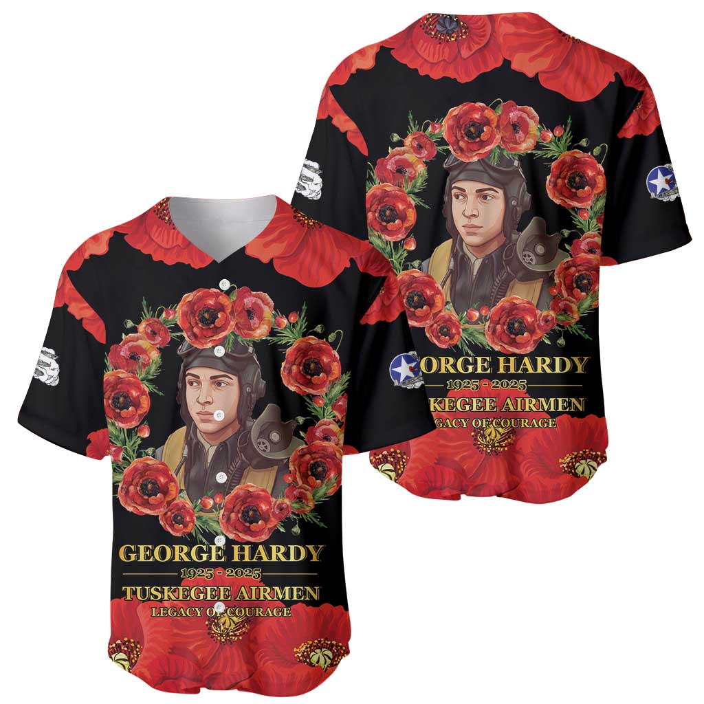 George Hardy Tuskegee Memorial Baseball Jersey Red Tail Pilots Legacy of Courage - Wonder Print Shop
