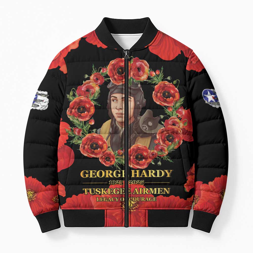George Hardy Tuskegee Memorial Bomber Puffer Jacket Red Tail Pilots Legacy of Courage - Wonder Print Shop