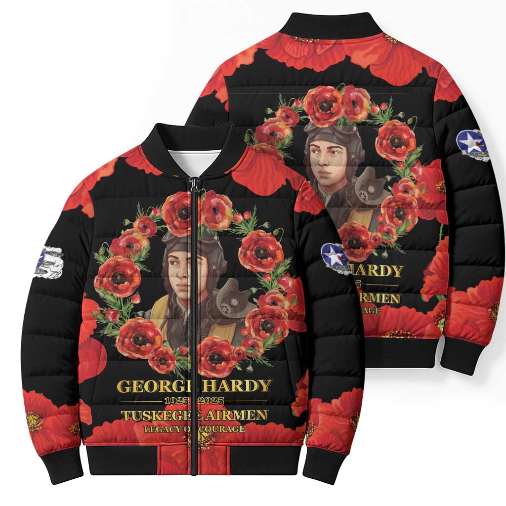 George Hardy Tuskegee Memorial Bomber Puffer Jacket Red Tail Pilots Legacy of Courage - Wonder Print Shop