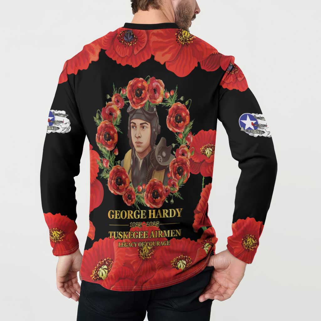 George Hardy Tuskegee Memorial Button Sweatshirt Red Tail Pilots Legacy of Courage - Wonder Print Shop