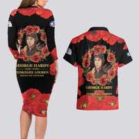 George Hardy Tuskegee Memorial Couples Matching Long Sleeve Bodycon Dress and Hawaiian Shirt Red Tail Pilots Legacy of Courage - Wonder Print Shop
