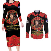 George Hardy Tuskegee Memorial Couples Matching Long Sleeve Bodycon Dress and Long Sleeve Button Shirt Red Tail Pilots Legacy of Courage - Wonder Print Shop