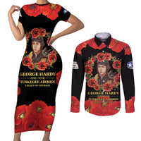 George Hardy Tuskegee Memorial Couples Matching Short Sleeve Bodycon Dress and Long Sleeve Button Shirt Red Tail Pilots Legacy of Courage - Wonder Print Shop