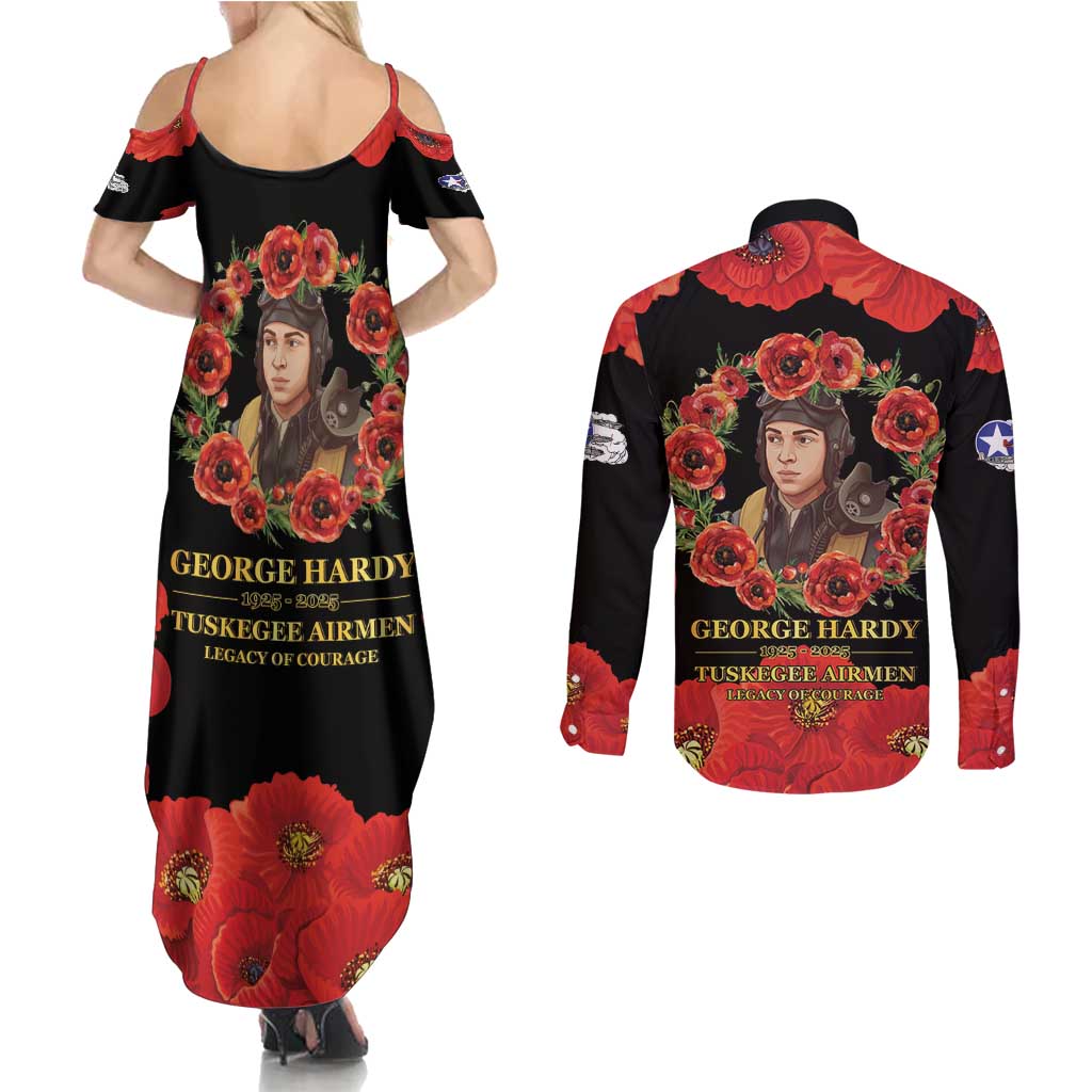 George Hardy Tuskegee Memorial Couples Matching Summer Maxi Dress and Long Sleeve Button Shirt Red Tail Pilots Legacy of Courage - Wonder Print Shop
