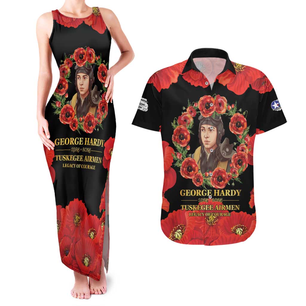George Hardy Tuskegee Memorial Couples Matching Tank Maxi Dress and Hawaiian Shirt Red Tail Pilots Legacy of Courage - Wonder Print Shop