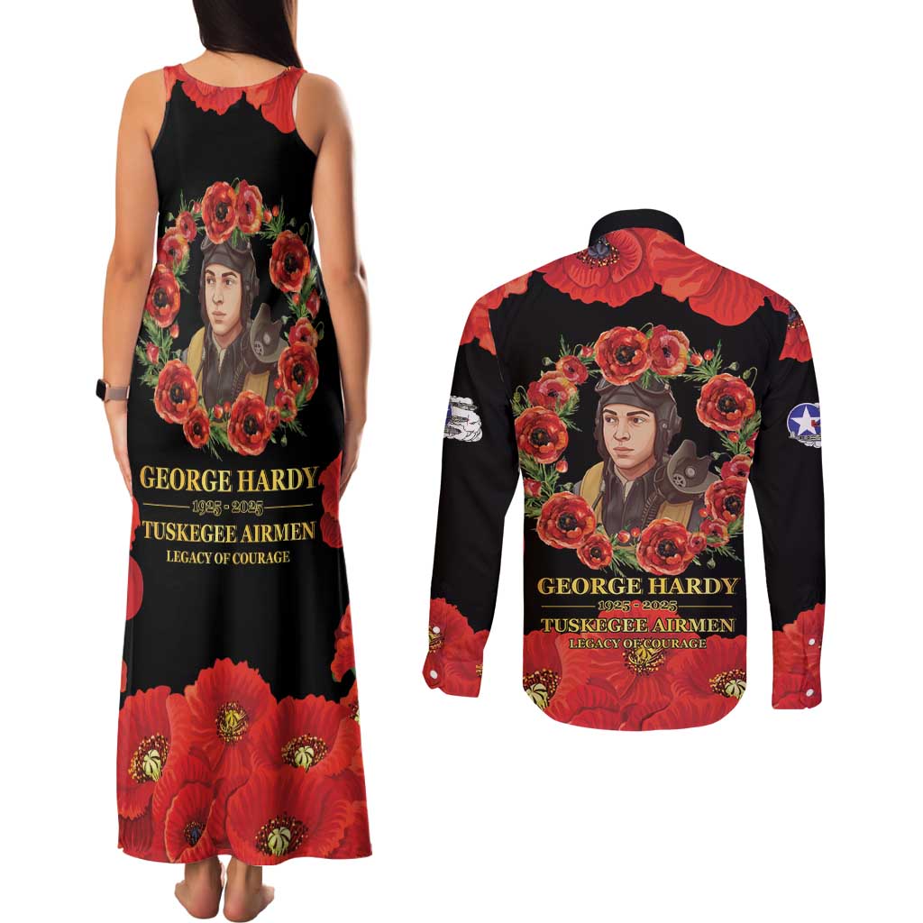 George Hardy Tuskegee Memorial Couples Matching Tank Maxi Dress and Long Sleeve Button Shirt Red Tail Pilots Legacy of Courage - Wonder Print Shop