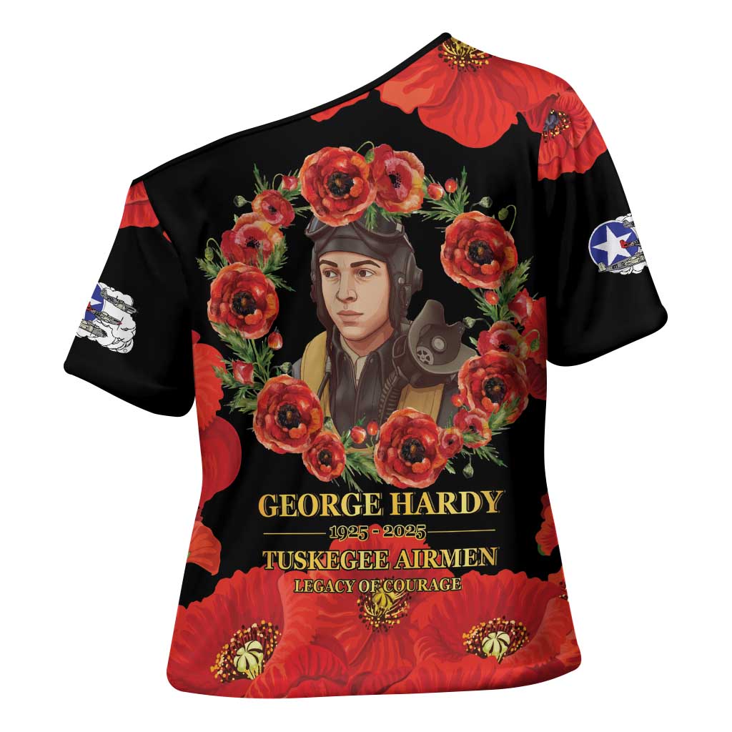 George Hardy Tuskegee Memorial Cross Shoulder Shirt Red Tail Pilots Legacy of Courage - Wonder Print Shop