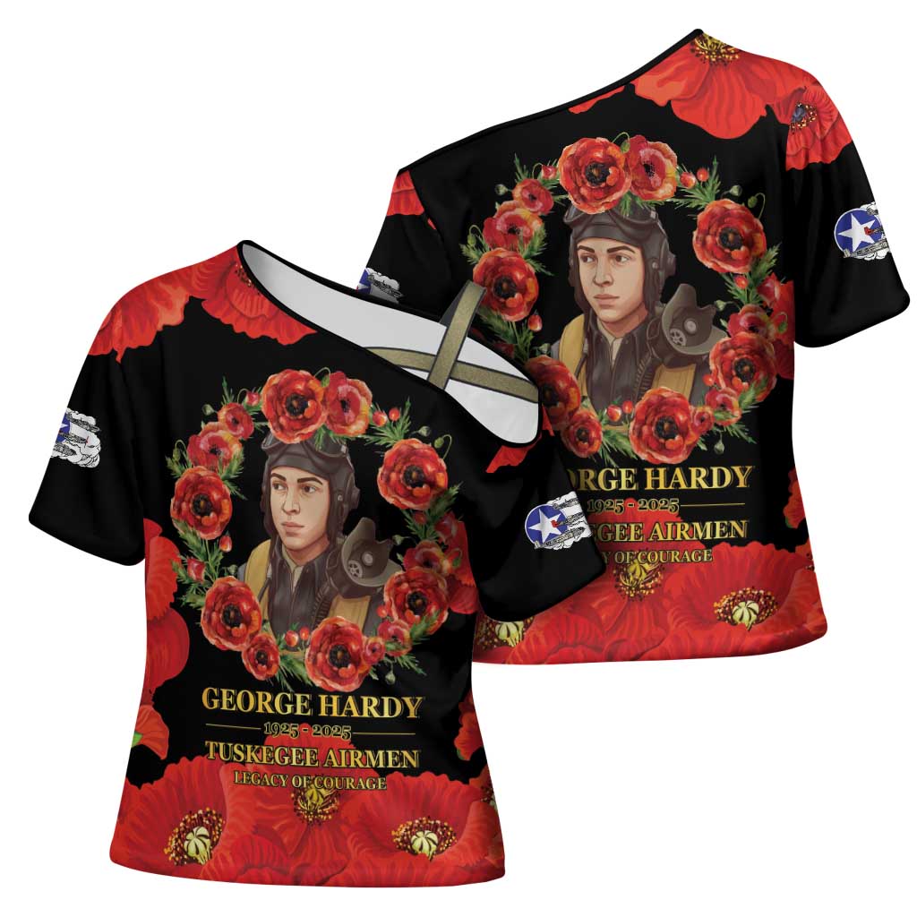 George Hardy Tuskegee Memorial Cross Shoulder Shirt Red Tail Pilots Legacy of Courage - Wonder Print Shop