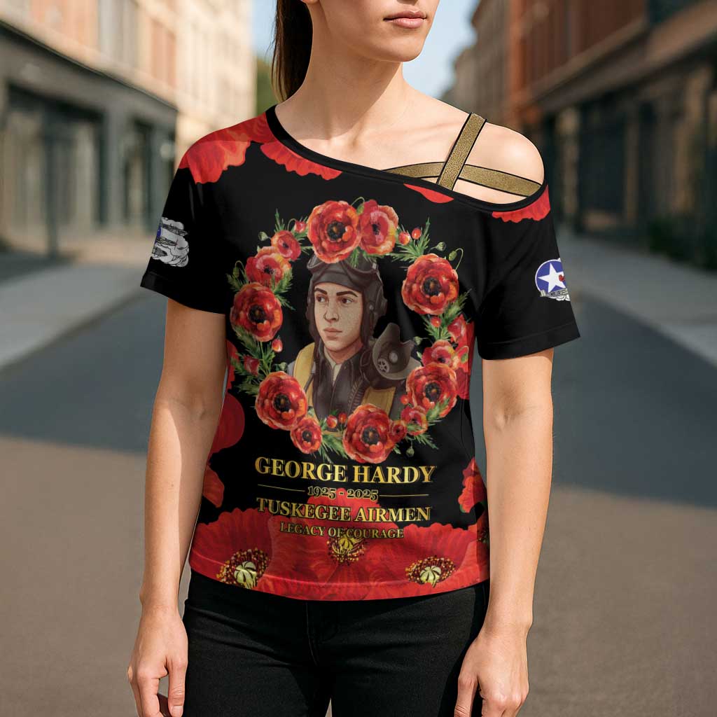 George Hardy Tuskegee Memorial Cross Shoulder Shirt Red Tail Pilots Legacy of Courage - Wonder Print Shop