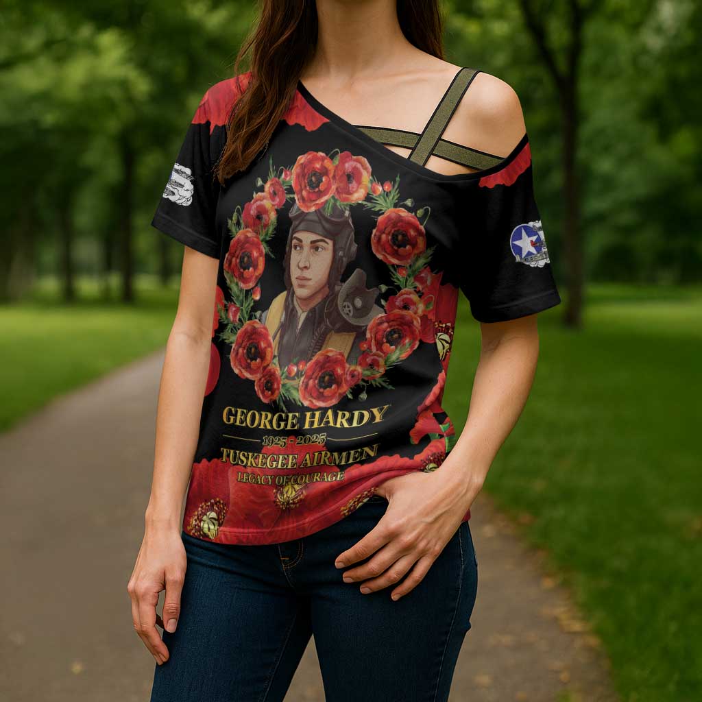 George Hardy Tuskegee Memorial Cross Shoulder Shirt Red Tail Pilots Legacy of Courage - Wonder Print Shop