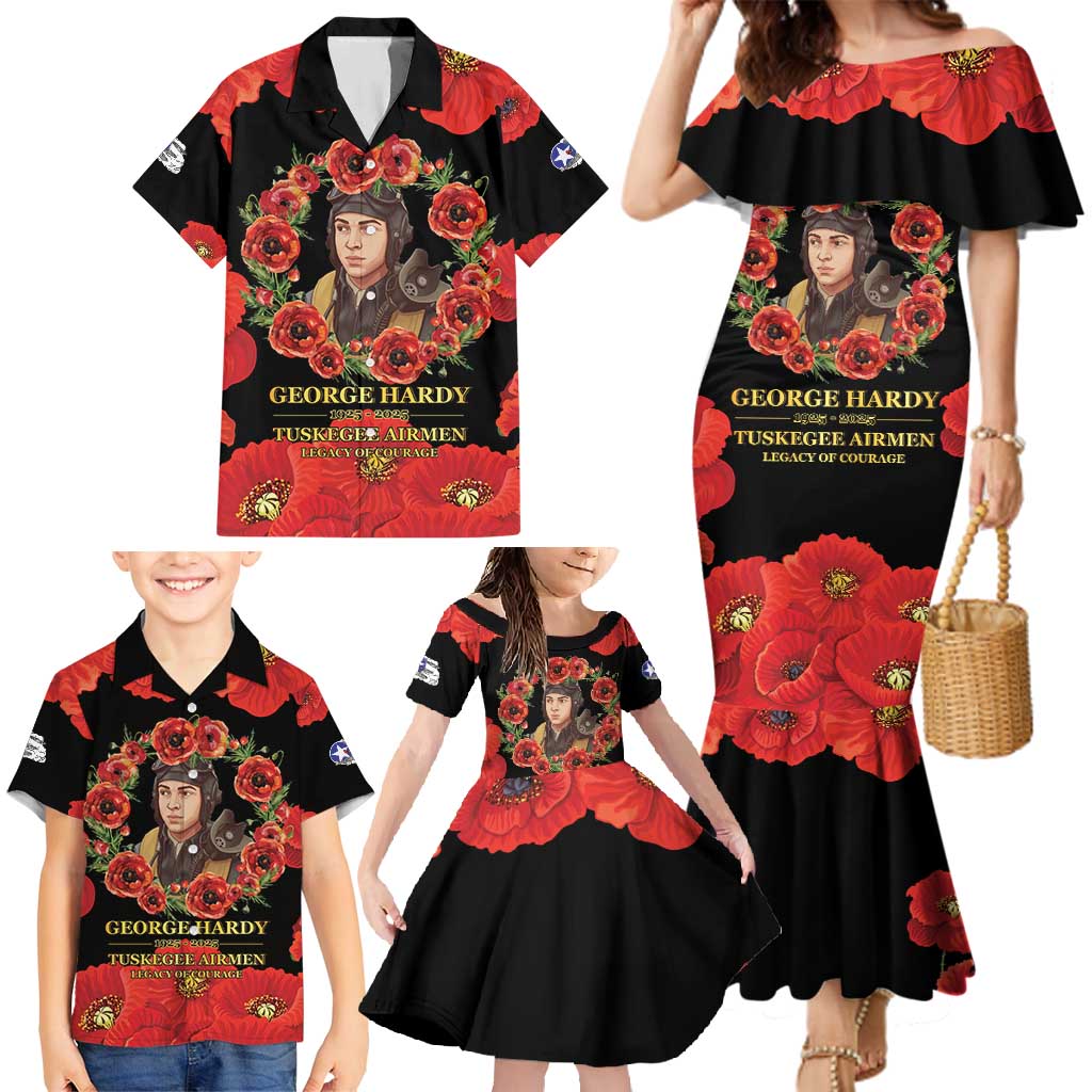 George Hardy Tuskegee Memorial Family Matching Mermaid Dress and Hawaiian Shirt Red Tail Pilots Legacy of Courage - Wonder Print Shop