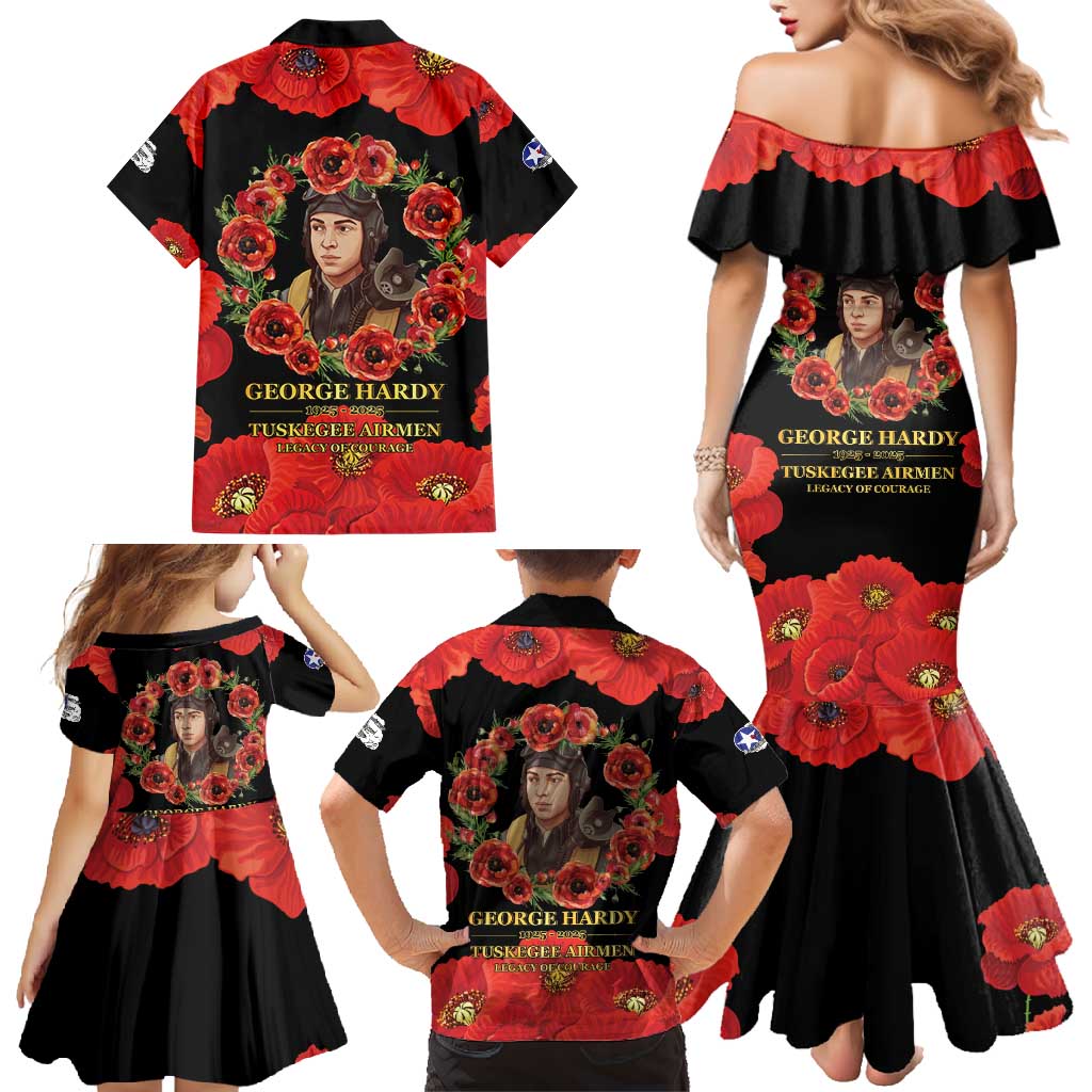 George Hardy Tuskegee Memorial Family Matching Mermaid Dress and Hawaiian Shirt Red Tail Pilots Legacy of Courage - Wonder Print Shop