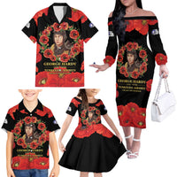 George Hardy Tuskegee Memorial Family Matching Off The Shoulder Long Sleeve Dress and Hawaiian Shirt Red Tail Pilots Legacy of Courage - Wonder Print Shop