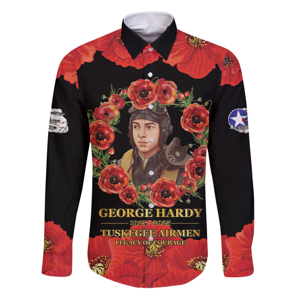 George Hardy Tuskegee Memorial Family Matching Off The Shoulder Long Sleeve Dress and Hawaiian Shirt Red Tail Pilots Legacy of Courage - Wonder Print Shop