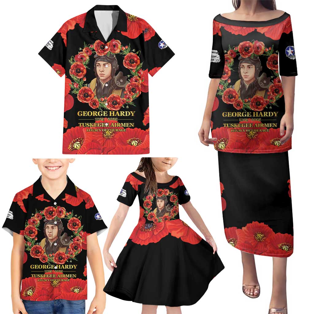 George Hardy Tuskegee Memorial Family Matching Puletasi and Hawaiian Shirt Red Tail Pilots Legacy of Courage - Wonder Print Shop