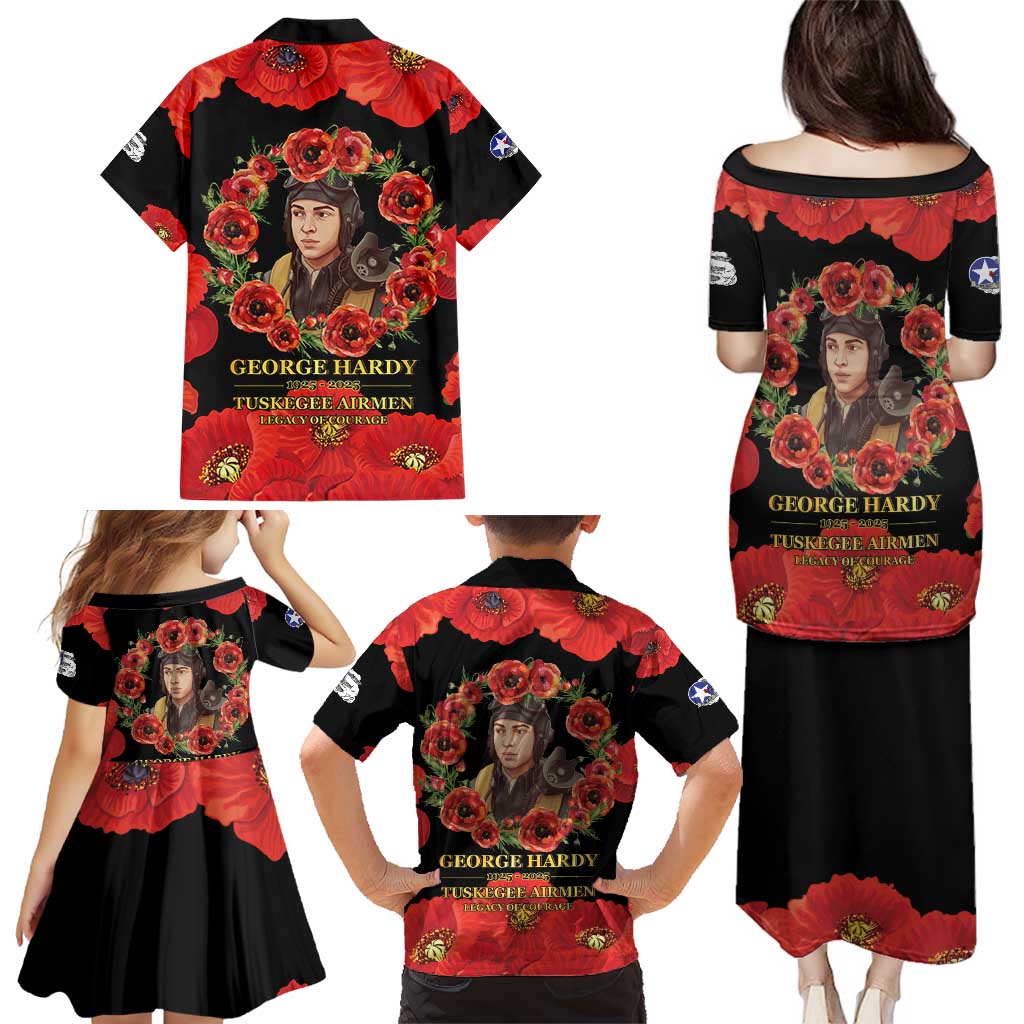 George Hardy Tuskegee Memorial Family Matching Puletasi and Hawaiian Shirt Red Tail Pilots Legacy of Courage - Wonder Print Shop