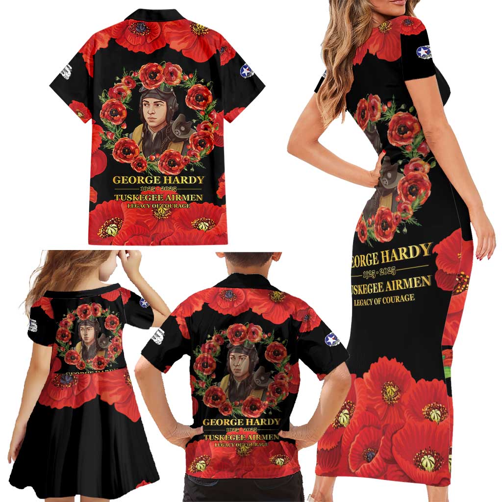 George Hardy Tuskegee Memorial Family Matching Short Sleeve Bodycon Dress and Hawaiian Shirt Red Tail Pilots Legacy of Courage - Wonder Print Shop
