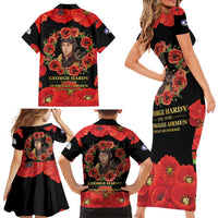 George Hardy Tuskegee Memorial Family Matching Short Sleeve Bodycon Dress and Hawaiian Shirt Red Tail Pilots Legacy of Courage - Wonder Print Shop
