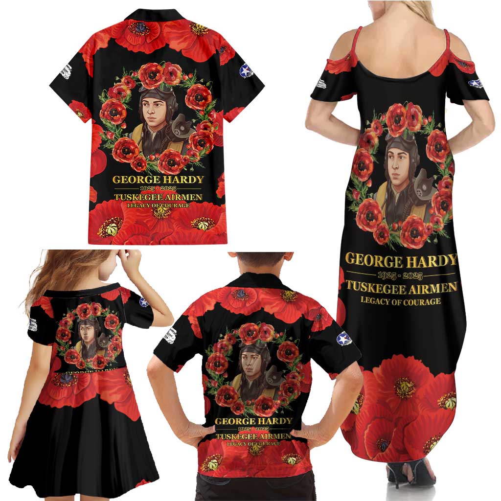 George Hardy Tuskegee Memorial Family Matching Summer Maxi Dress and Hawaiian Shirt Red Tail Pilots Legacy of Courage - Wonder Print Shop