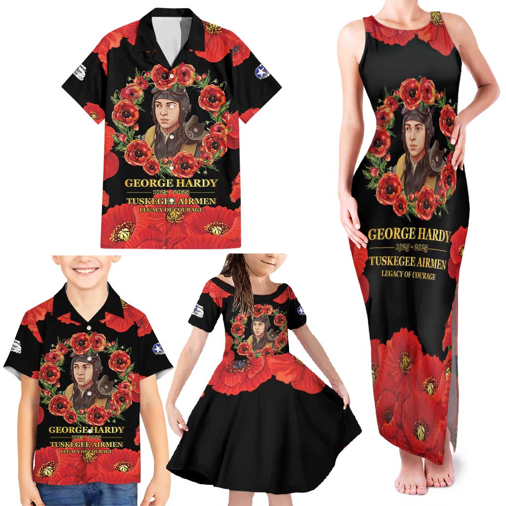 George Hardy Tuskegee Memorial Family Matching Tank Maxi Dress and Hawaiian Shirt Red Tail Pilots Legacy of Courage - Wonder Print Shop