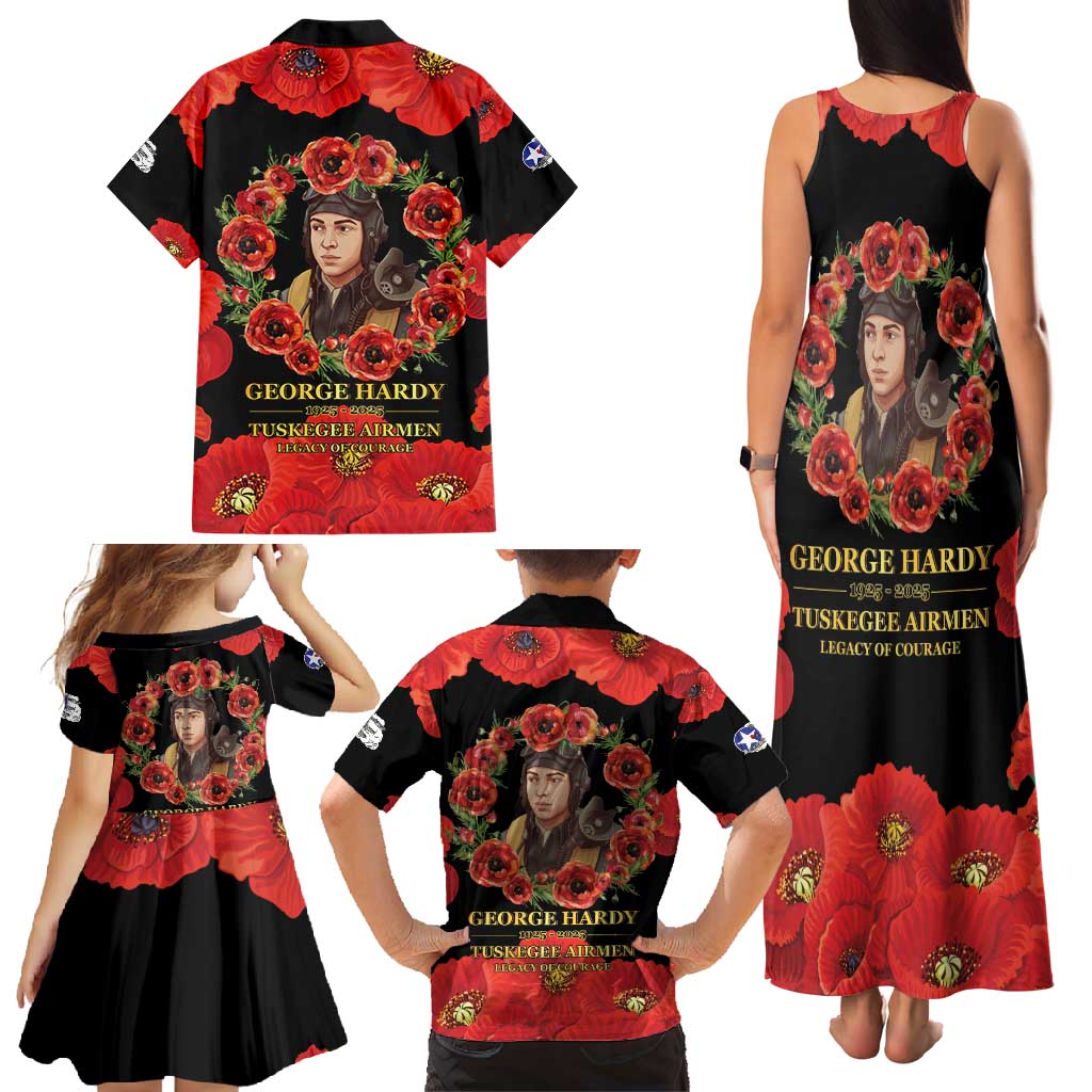 George Hardy Tuskegee Memorial Family Matching Tank Maxi Dress and Hawaiian Shirt Red Tail Pilots Legacy of Courage - Wonder Print Shop