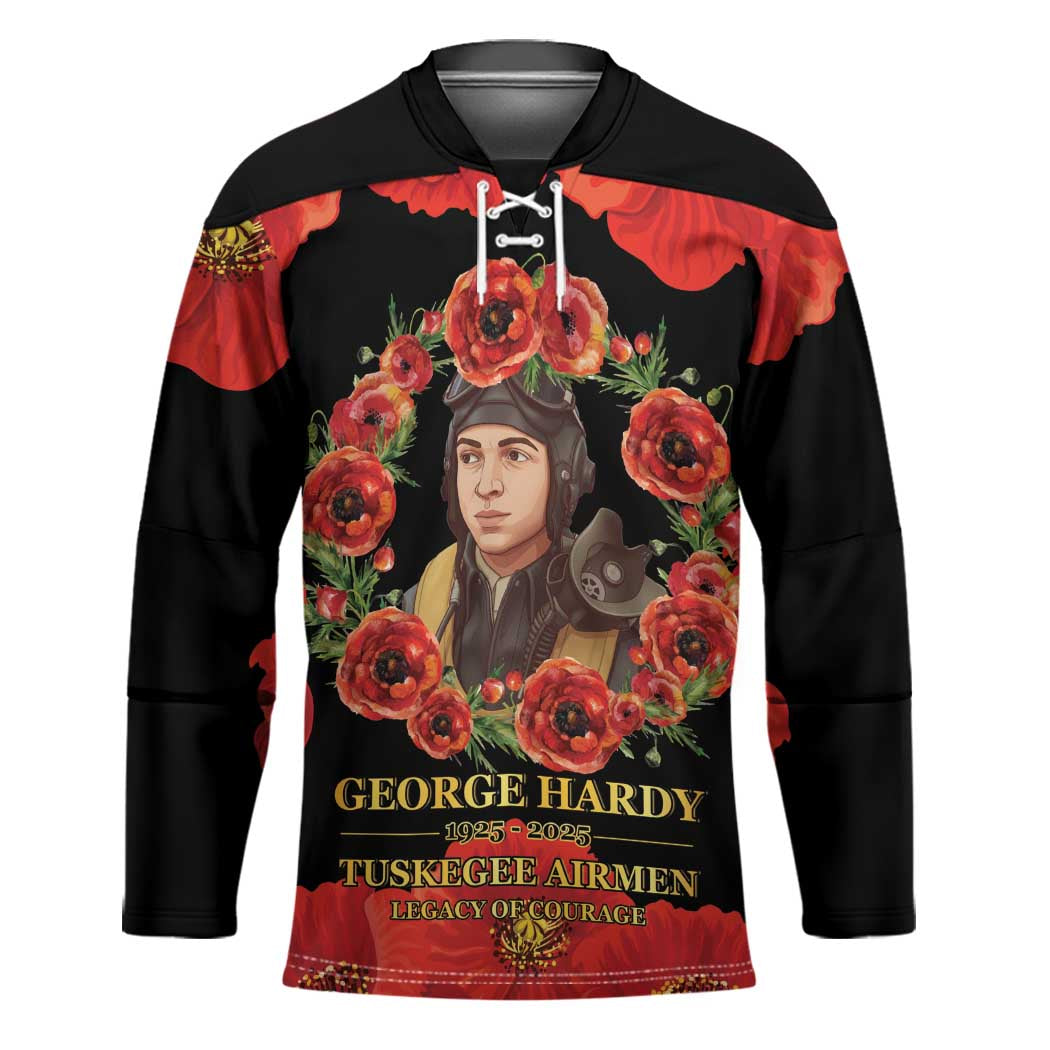 George Hardy Tuskegee Memorial Hockey Jersey Red Tail Pilots Legacy of Courage - Wonder Print Shop
