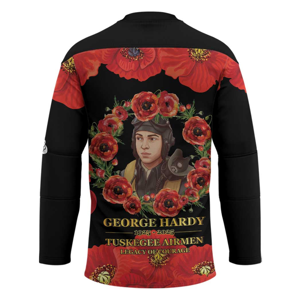 George Hardy Tuskegee Memorial Hockey Jersey Red Tail Pilots Legacy of Courage - Wonder Print Shop