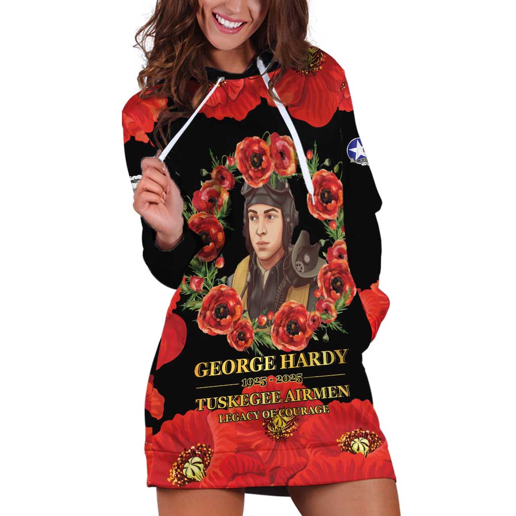 George Hardy Tuskegee Memorial Hoodie Dress Red Tail Pilots Legacy of Courage - Wonder Print Shop