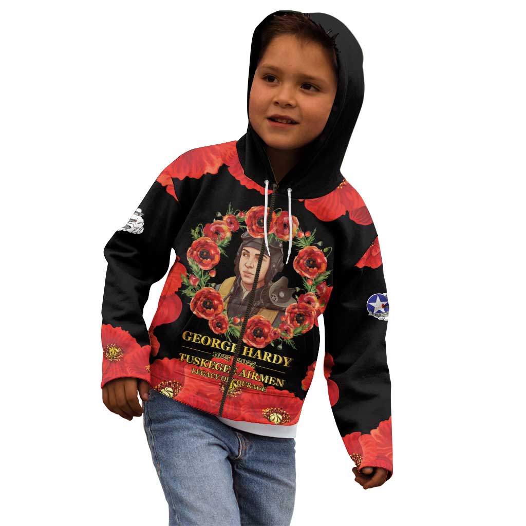 George Hardy Tuskegee Memorial Kid Hoodie Red Tail Pilots Legacy of Courage - Wonder Print Shop
