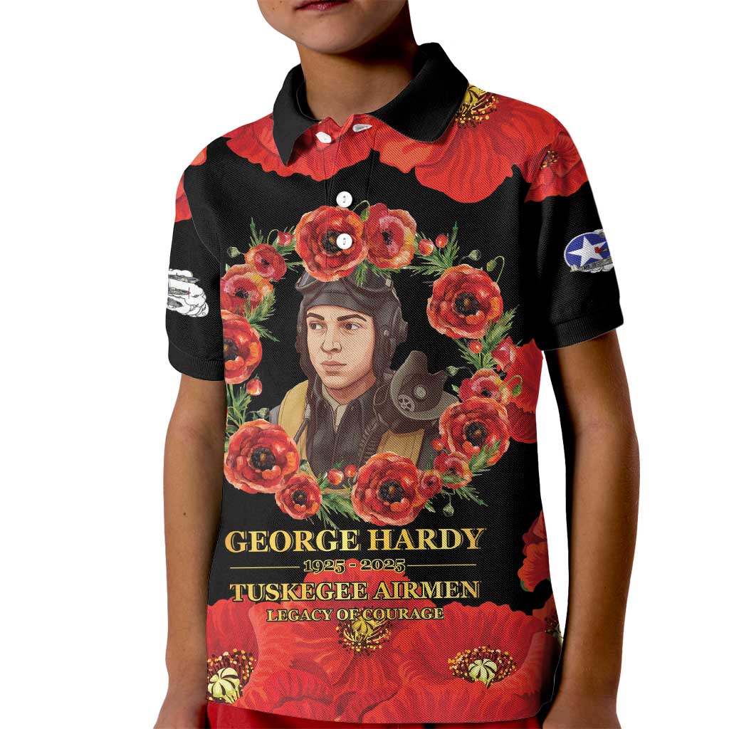 George Hardy Tuskegee Memorial Kid Polo Shirt Red Tail Pilots Legacy of Courage - Wonder Print Shop