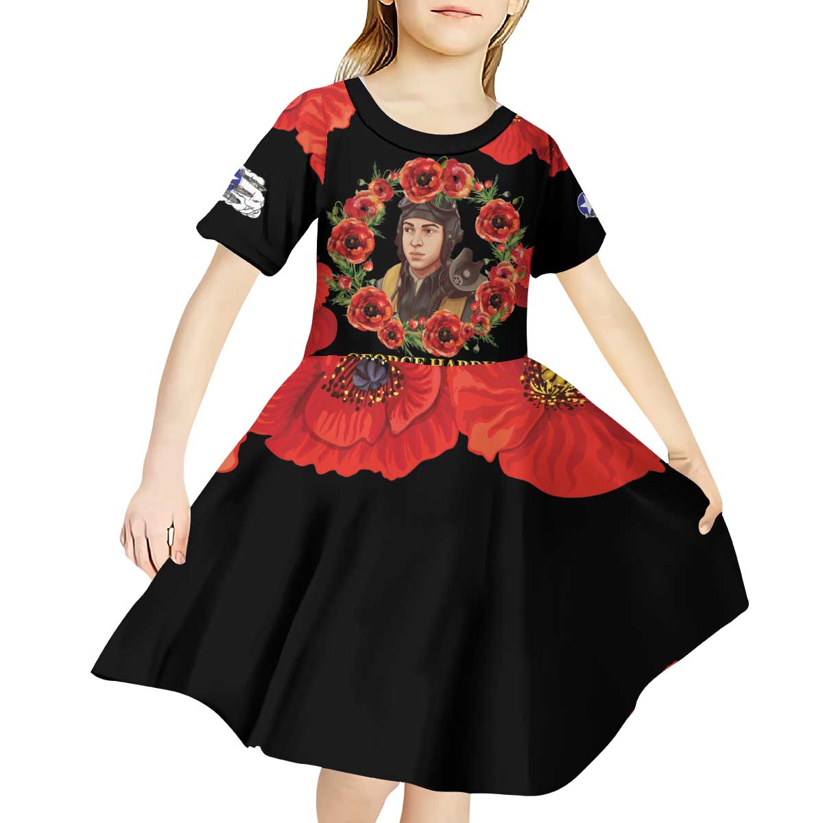 George Hardy Tuskegee Memorial Kid Short Sleeve Dress Red Tail Pilots Legacy of Courage - Wonder Print Shop