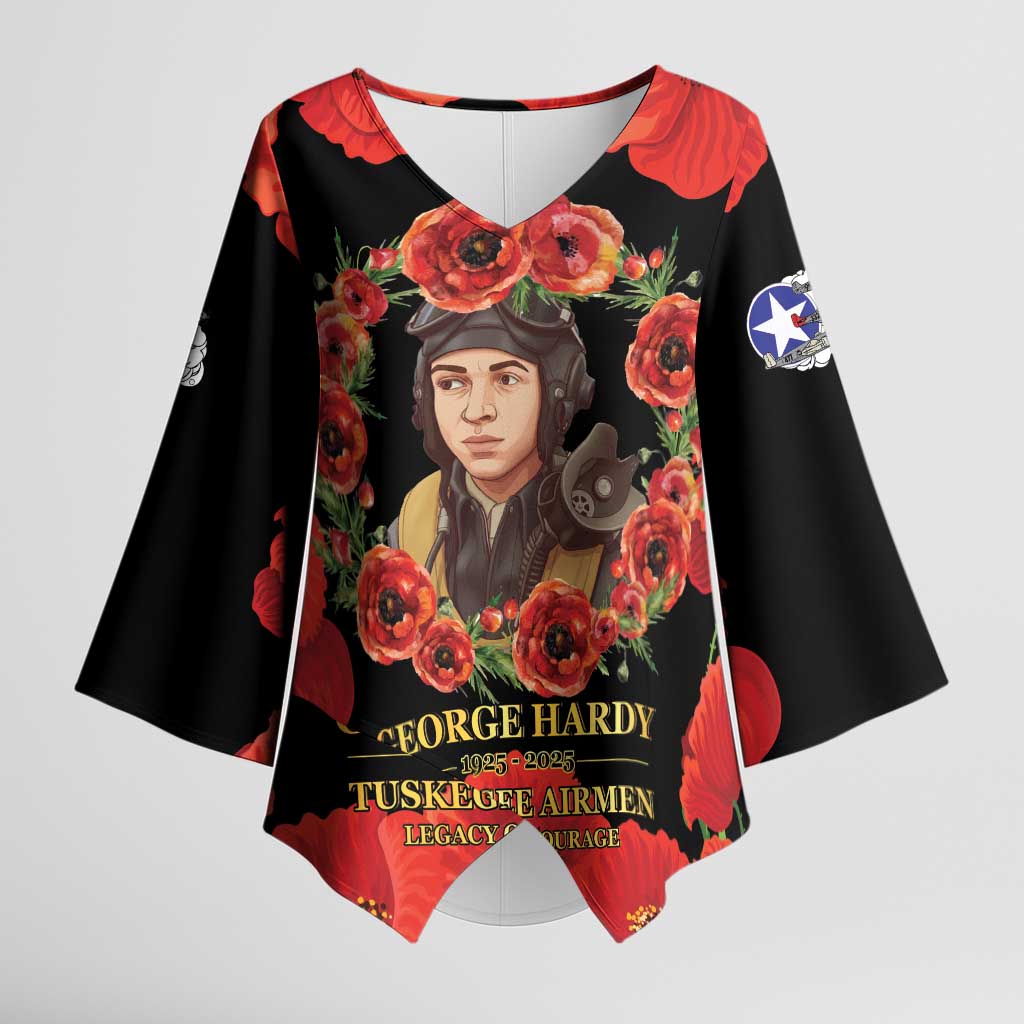 George Hardy Tuskegee Memorial Kimono Sleeve Blouse Red Tail Pilots Legacy of Courage - Wonder Print Shop