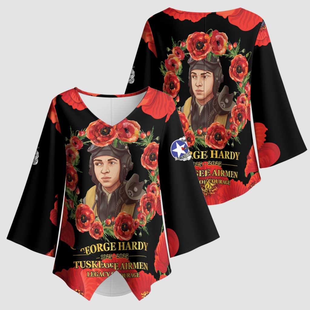 George Hardy Tuskegee Memorial Kimono Sleeve Blouse Red Tail Pilots Legacy of Courage - Wonder Print Shop