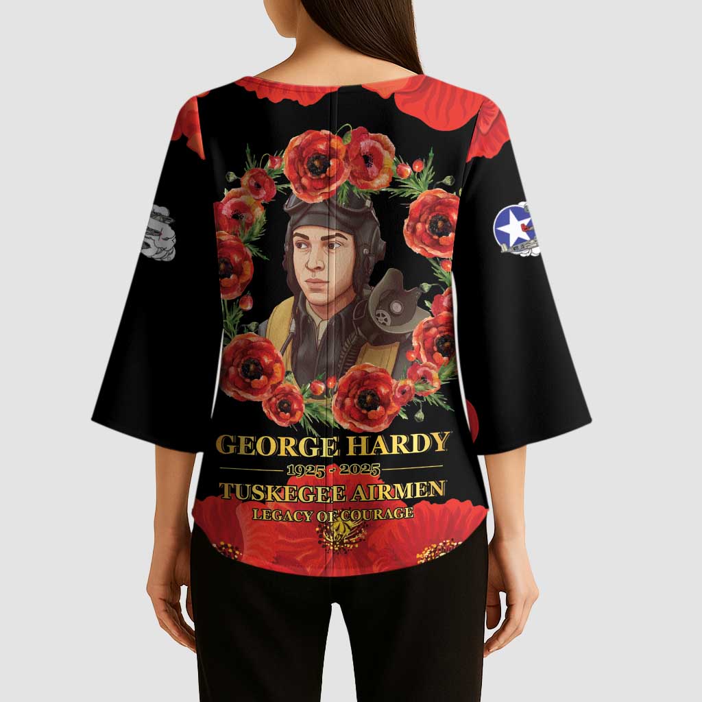 George Hardy Tuskegee Memorial Kimono Sleeve Blouse Red Tail Pilots Legacy of Courage - Wonder Print Shop