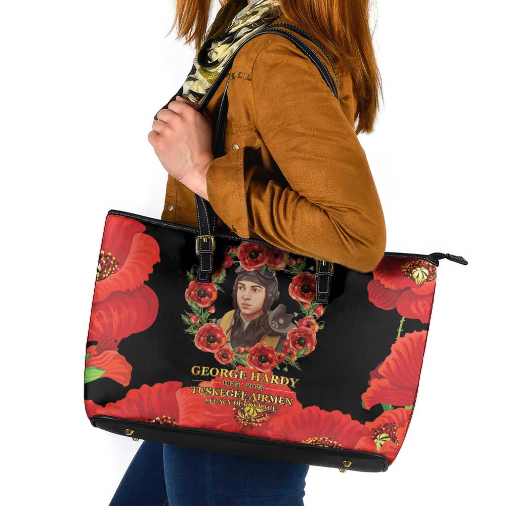 George Hardy Tuskegee Memorial Leather Tote Bag Red Tail Pilots Legacy of Courage - Wonder Print Shop