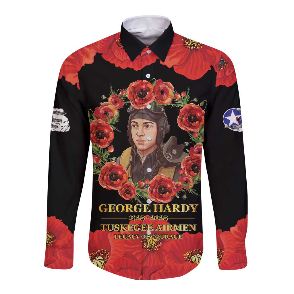 George Hardy Tuskegee Memorial Long Sleeve Button Shirt Red Tail Pilots Legacy of Courage - Wonder Print Shop