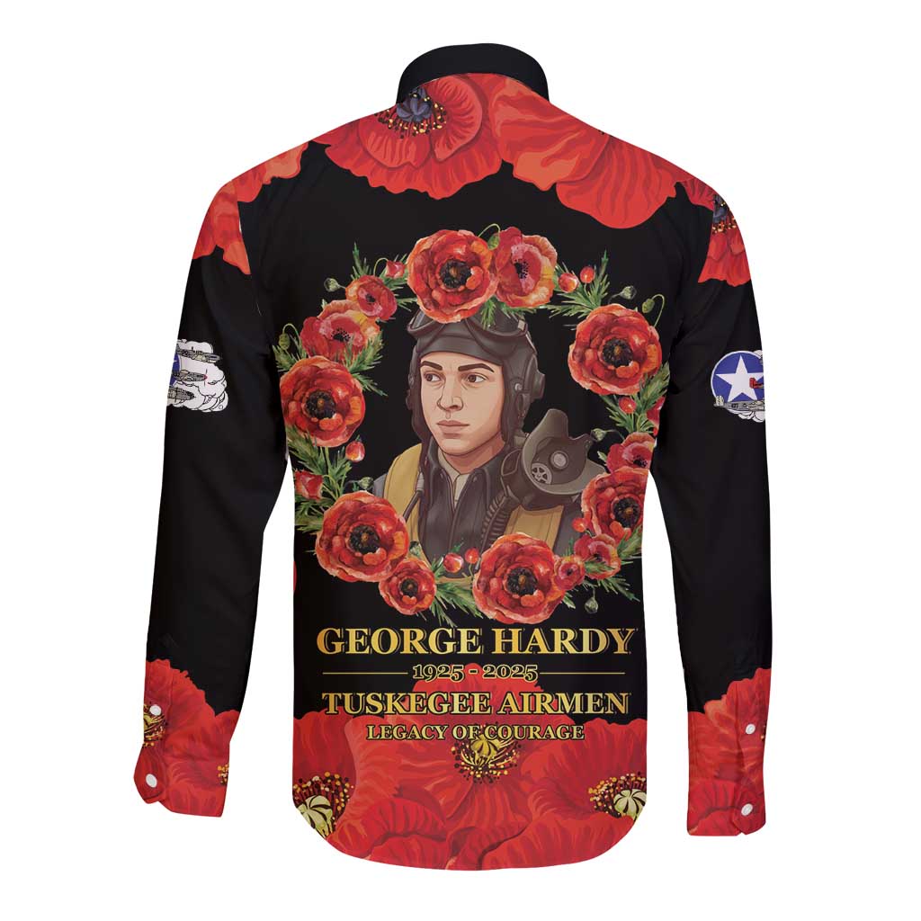 George Hardy Tuskegee Memorial Long Sleeve Button Shirt Red Tail Pilots Legacy of Courage - Wonder Print Shop