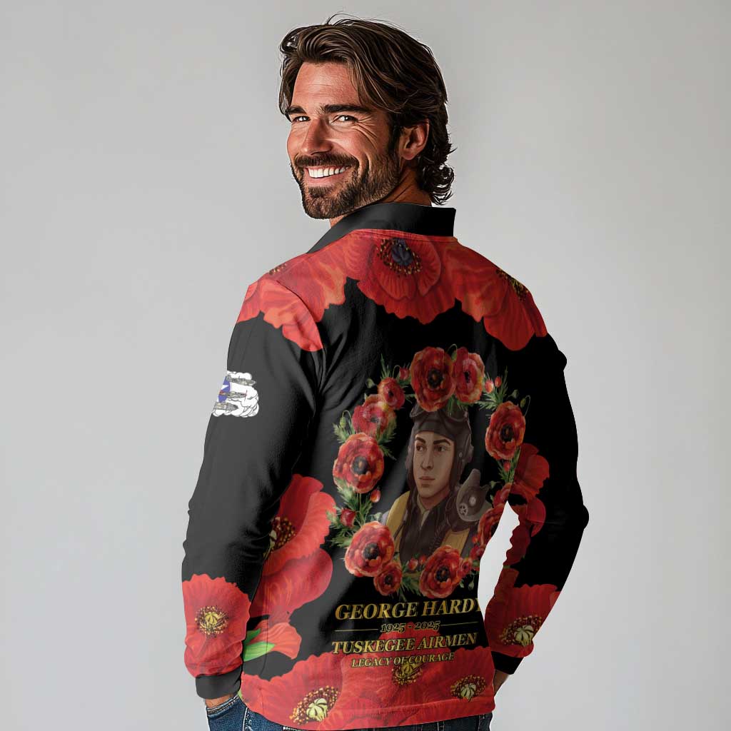 George Hardy Tuskegee Memorial Long Sleeve Polo Shirt Red Tail Pilots Legacy of Courage - Wonder Print Shop