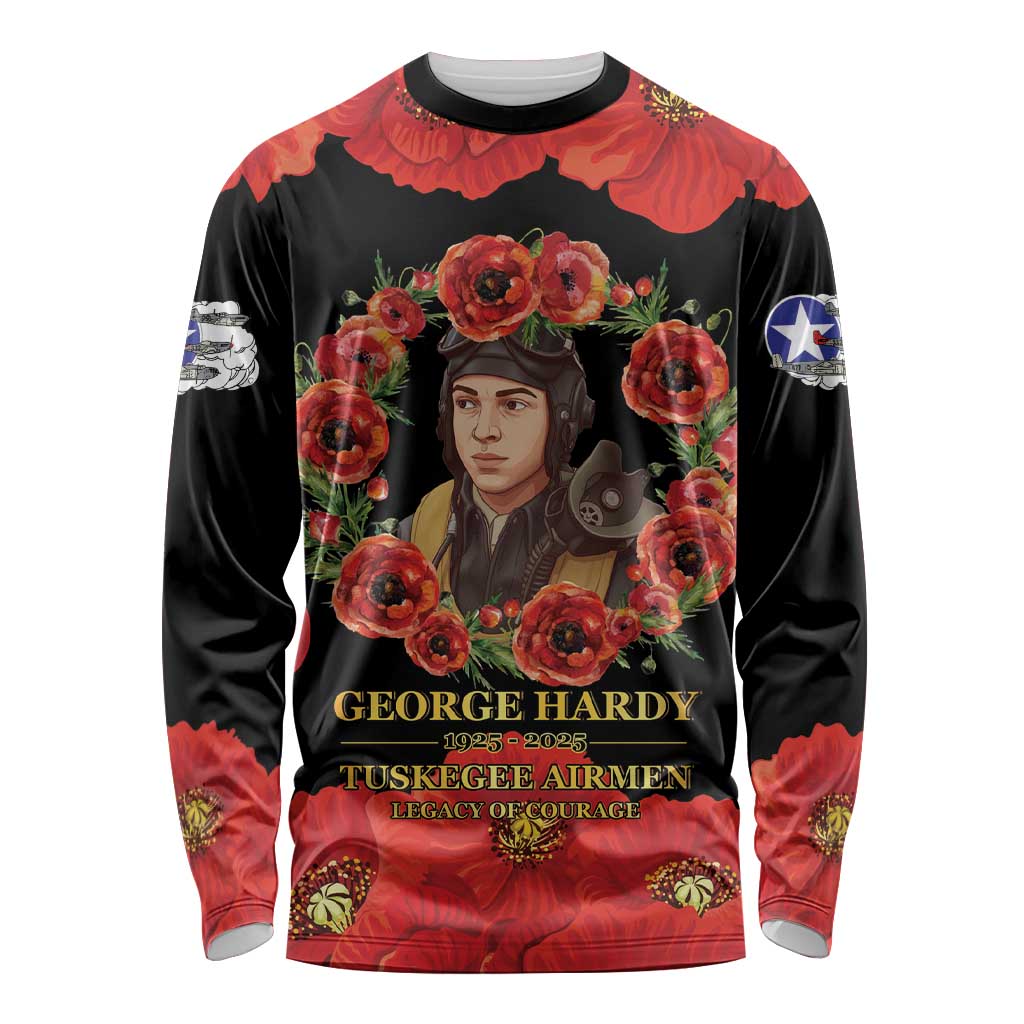 George Hardy Tuskegee Memorial Long Sleeve Shirt Red Tail Pilots Legacy of Courage - Wonder Print Shop